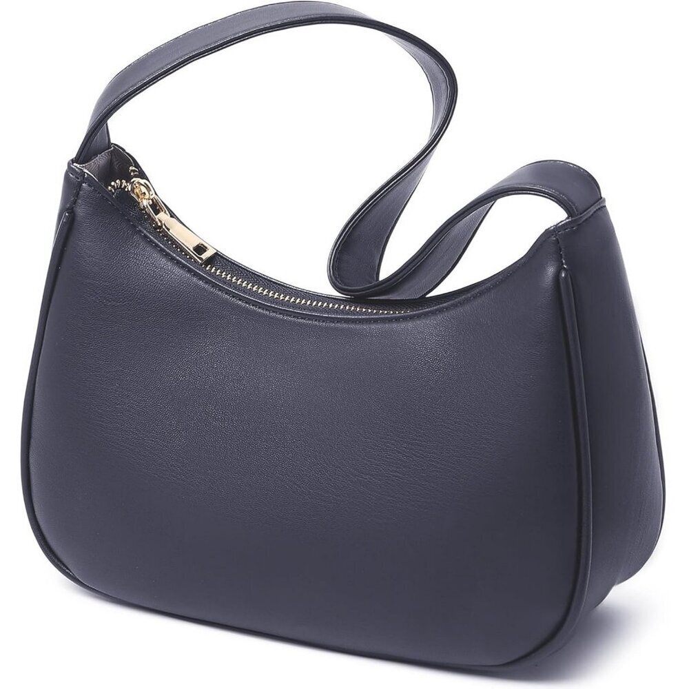 Women’s Dark blue Cute Hobo Tote Handbag Mini Clutch Purse with Zipper Closure - Picture 4 of 6